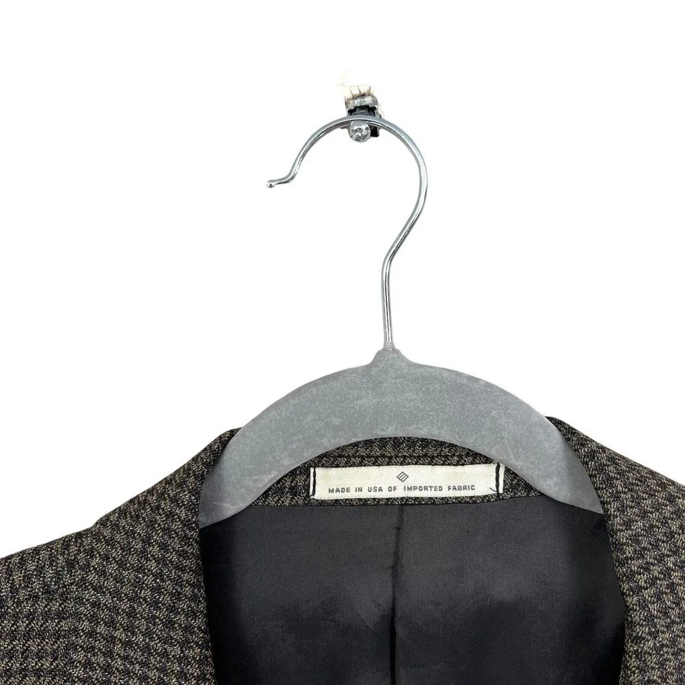 Joseph Abboud‎ Sport Coat Jacket Wool Houndstooth Three Button Brown Men Sz 44R